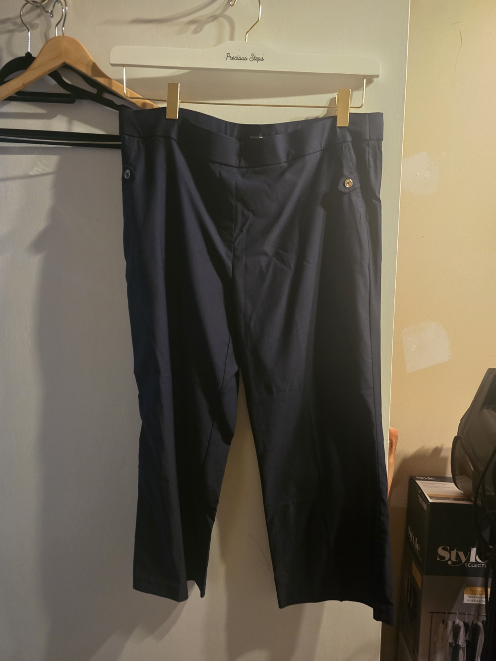 Counterparts Woman's Navy Chinos with Button Trim